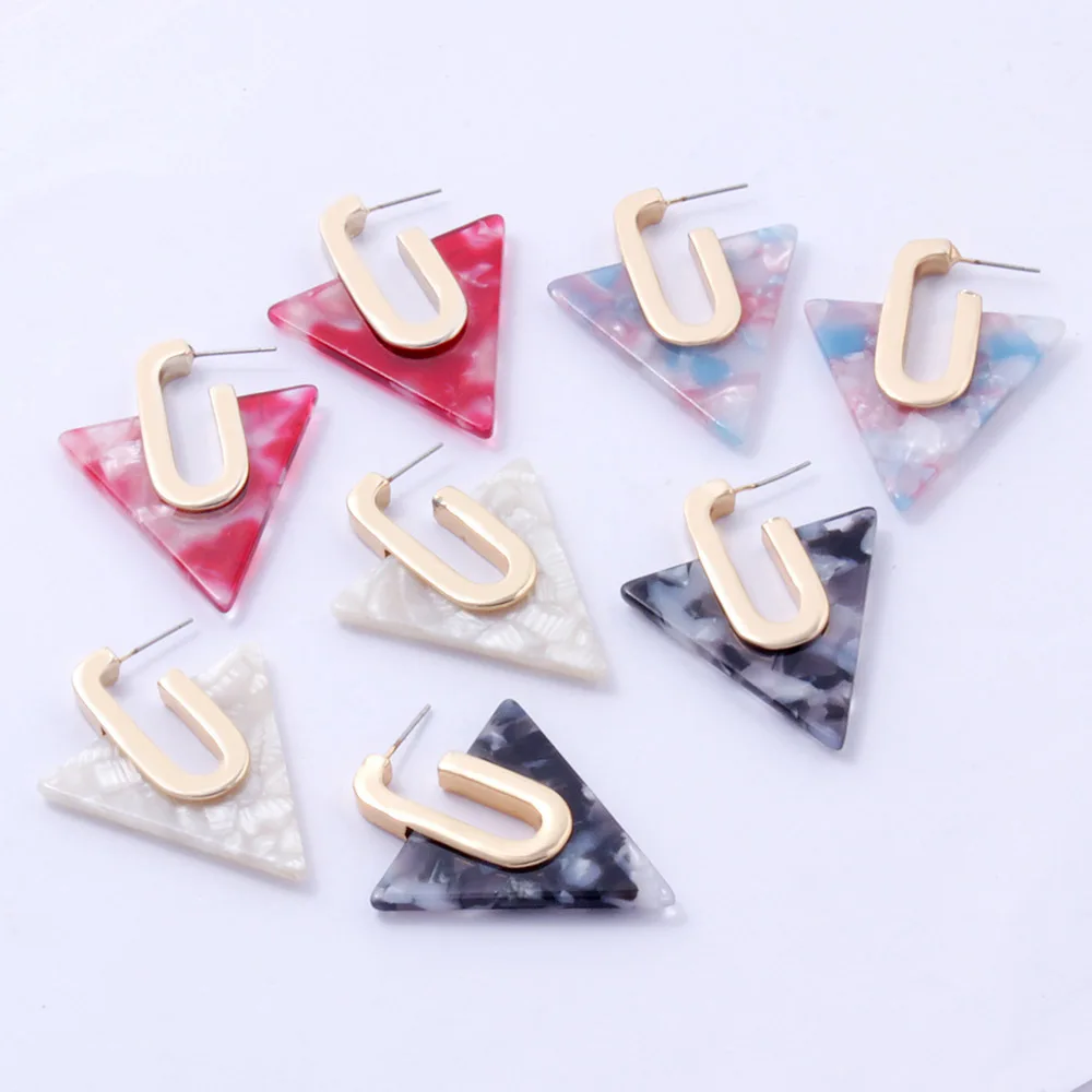 

Women Fashionable And Restoring Ancient Ways Individual Character Geometry Triangle Acetic Acid Board Yakeli Earring
