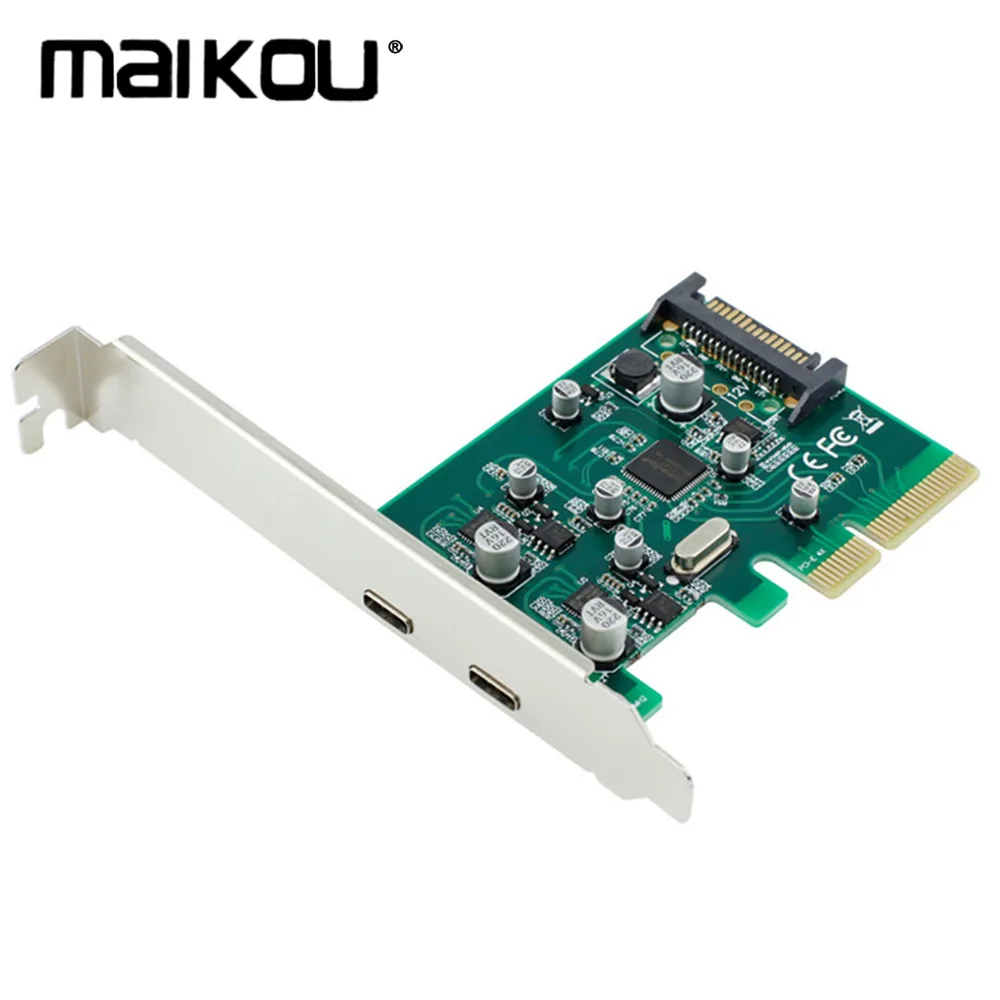 Maikou 2 puertos USB 3,1 tipo C PCI Express controlador añadir en el soporte de tarjeta pci-e 4x a USB-C adaptador super velocidad de 10 Gbps Maikou 2 puertos USB 3,1 tipo C PCI Express controlador añadir en el soporte de tarjeta pci-e 4x a USB-C adaptador super velocidad de 10 Gbps