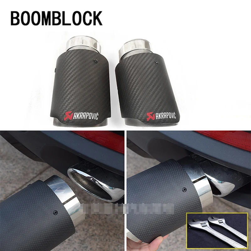 BOOMBLOCK 2Pcs For BMW X5 E70 X6 E71 X1 F48 Accessories M Motorsport Performance Carbon Fiber Akrapovic Car Exhaust Pipe Tips BOOMBLOCK 2Pcs For BMW X5 E70 X6 E71 X1 F48 Accessories M Motorsport Performance Carbon Fiber Akrapovic Car Exhaust Pipe Tips