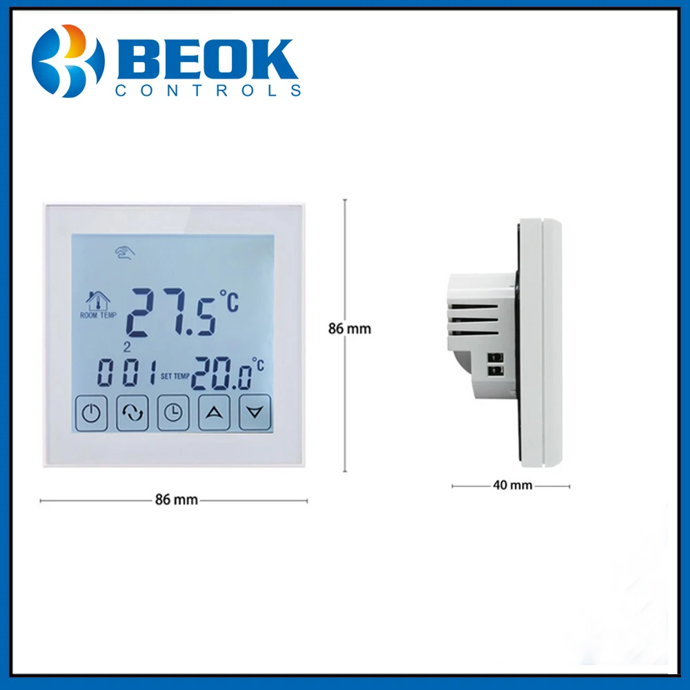 Beok TDS23 EP термостат с большим стеклянным экраном для 16A электрическая система