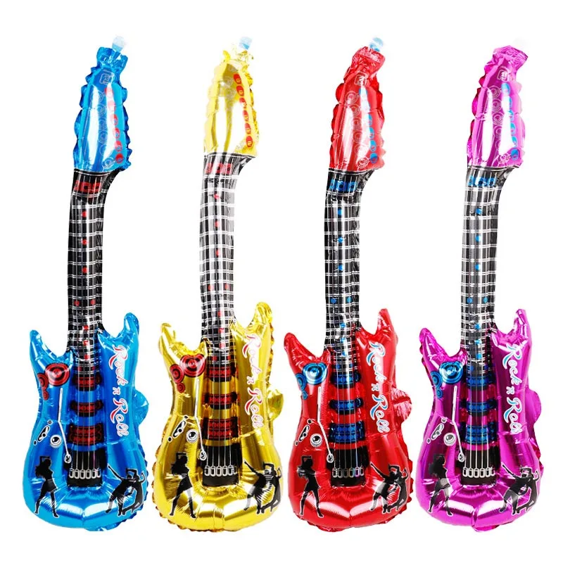 

5pcs/lot cartoon guitar balloon toys for children birthday party decoration Musical Instruments foil balloon air ballon decor