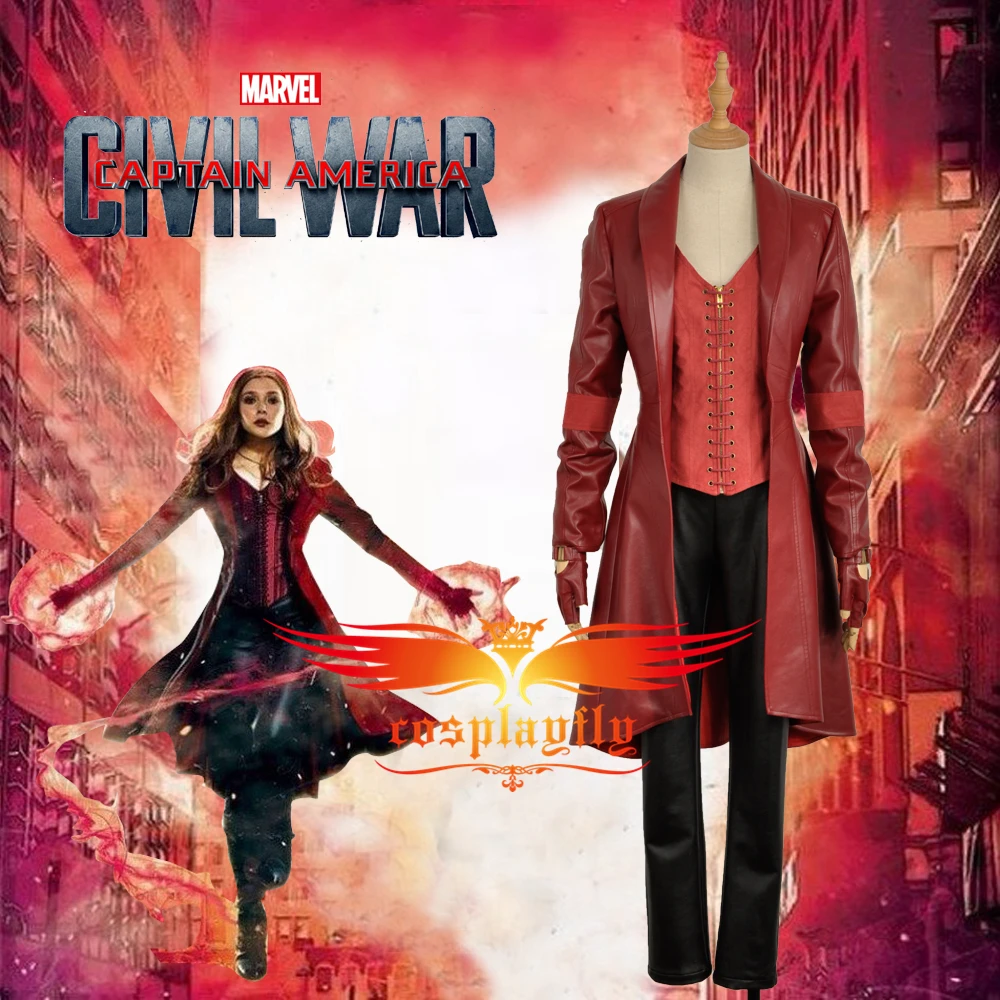 

2016 Captain America 3 : Civil War Costume Wanda Maximoff Scarlet Witch Cosplay Costume Adult Women Halloween Costume W0995