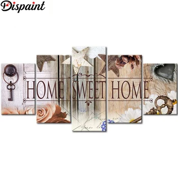 

Dispaint 5pcs Full Square/Round Drill 5D DIY Diamond Painting "home sweet home" Multi-picture Combination Embroidery 5D Gift