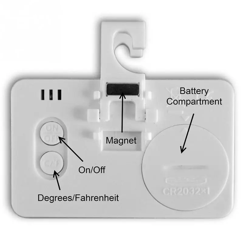 Белый Мини цифровой ЖК-термометр для холодильника морозильной камеры с магнитным подвесным крюком