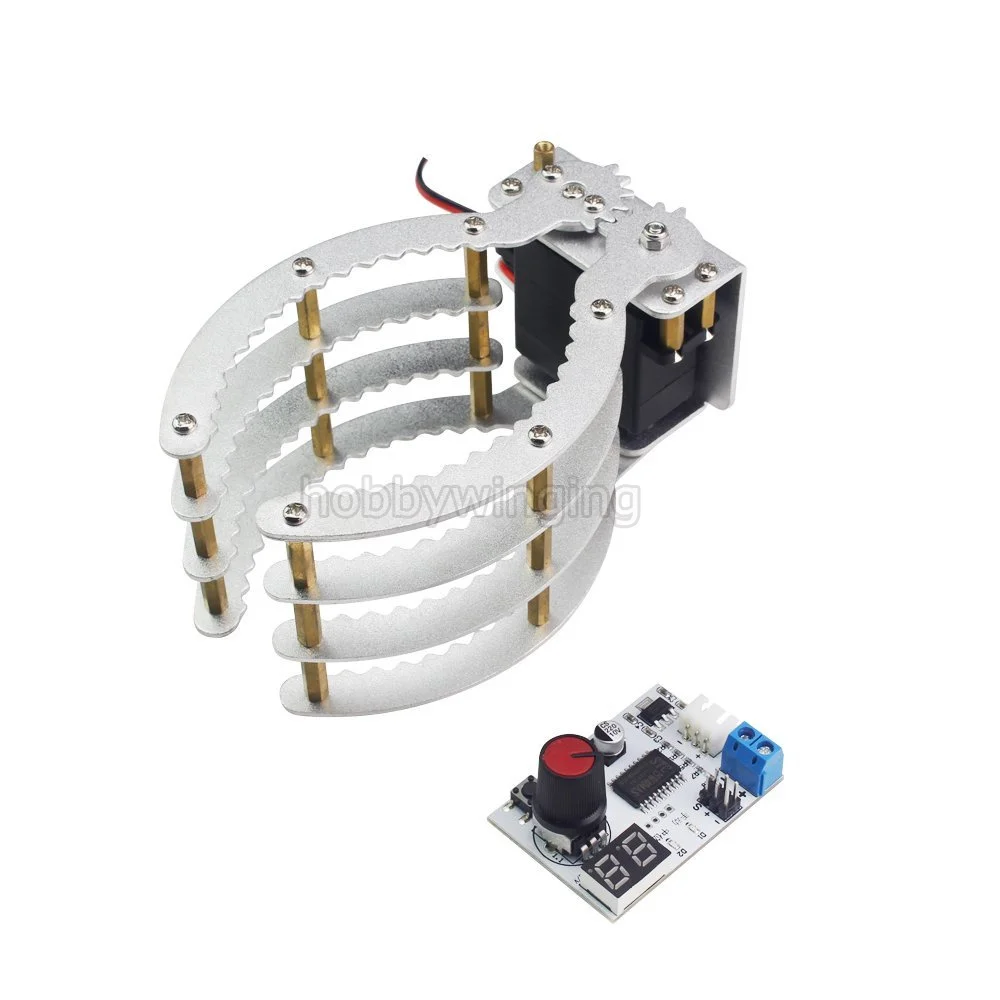 Robotic Claw Kit with 17kg Digital Servo and Servo Tester (Assembled) Large Clamp Manipulator Gripper Aluminum Hand Grips Paw Robotic Claw Kit with 17kg Digital Servo and Servo Tester (Assembled) Large Clamp Manipulator Gripper Aluminum Hand Grips Paw
