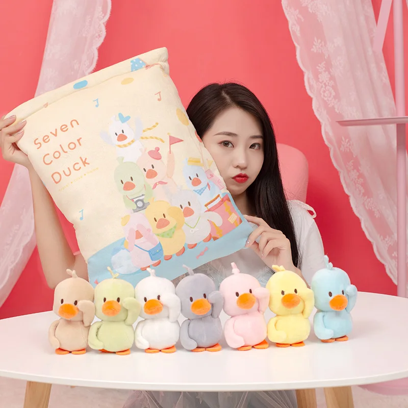 Kawaii креативная красочная Подушка на утином пуху 7 мягких плюшевых Утенок