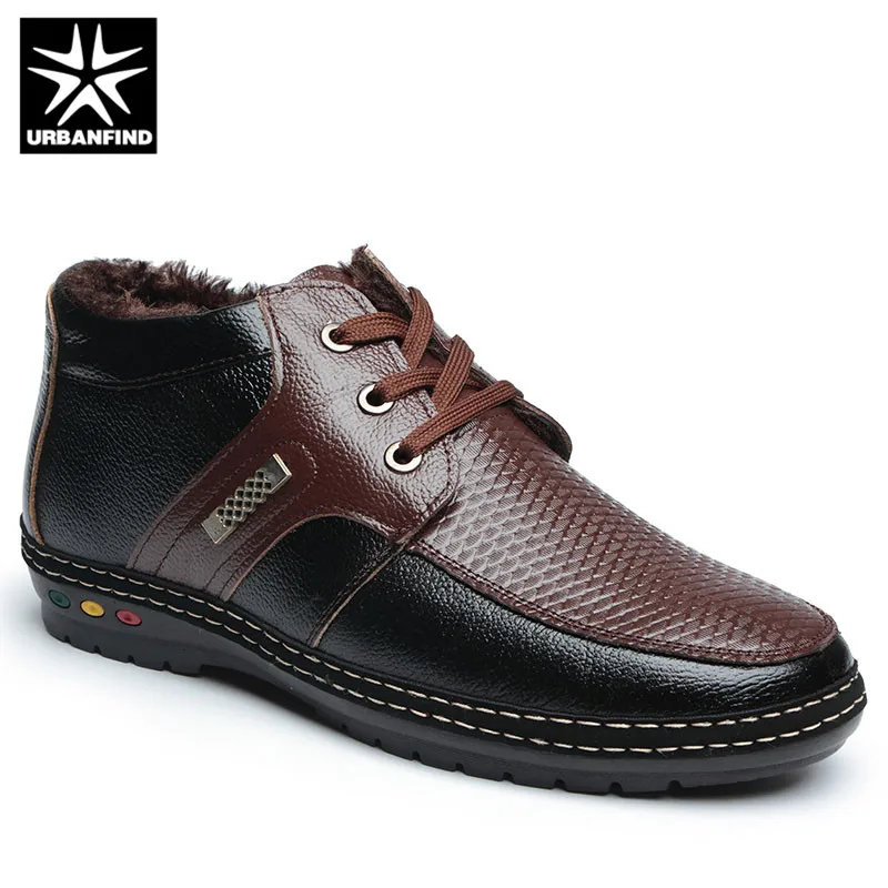 

2019 Men Winter Split Leather Boots Outdoor Men Boots Snow Dress Boots Ankle Boots Warm Short Plush Fur Winter Men Warming Shoes