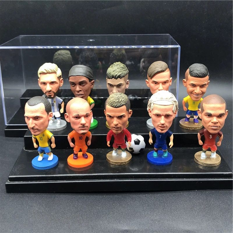 

10pcs Soccerwe 6.5 cm Height PVC Cartoon Dolls Dybala James Coutinho Bale Figurines with Show Box for Collections Children Gift