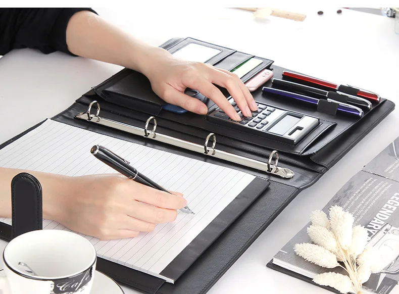 Grande Multifuncional Zipper Saco Clipe Binder Padfolio