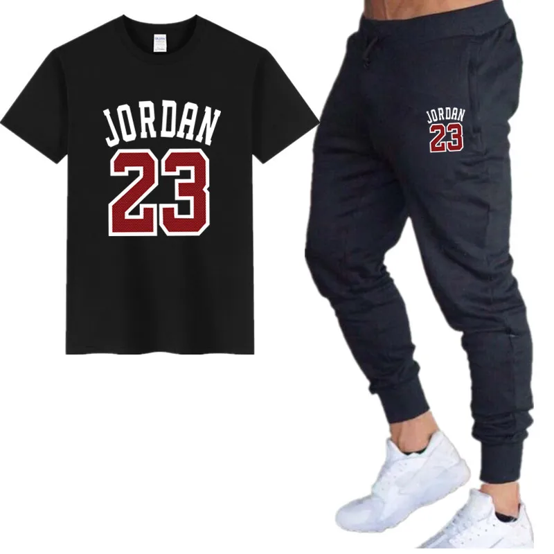 

Summer Hot Sale Men's Sets T Shirts+pants Two Pieces Sets Casual Tracksuit Male 2019 Casual Tshirt Print Jordan 23 trousers men