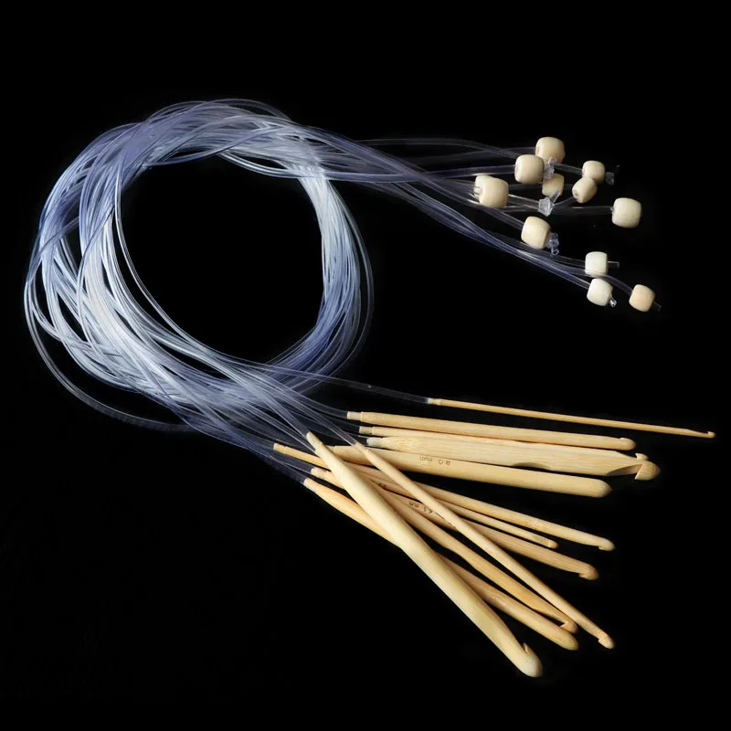 12 sizes of 120cm long transparent tube bamboo circular knitting needle cover knitting needles