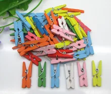 Clips Wooden Clip Photo Clip 100Pcs Kawaii Simple Colorful Photo Paper Clips Wood Crafts 9x25mm