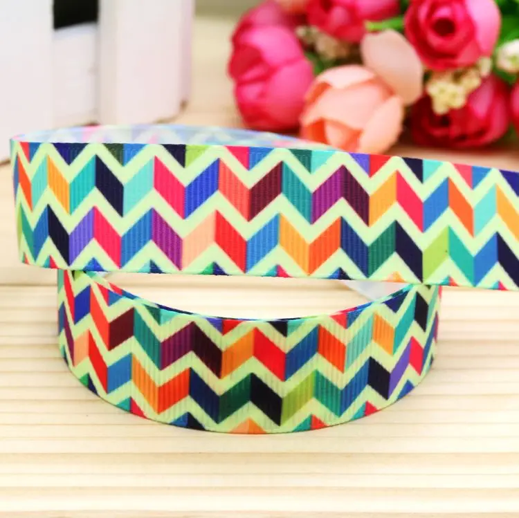 

7/8inch Free Shipping Chevron Printed Grosgrain Ribbon material Headwear Party Decoration Diy Wholesale Craft 22mm P5207