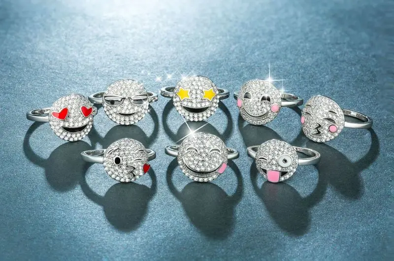 

Woman's ring jewelry rose gold Cute expression pack creative smiley cartoon Costume jewelry ringen wave ringsB2236