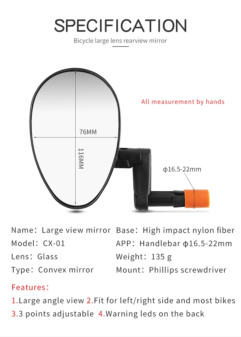 Велосипедное Зеркало заднего вида с выпуклым стеклом, Велосипедное Зеркало, крепление на руль, Велосипедное Зеркало, оконечное Зеркало для велосипеда, Аксессуары для велосипеда
