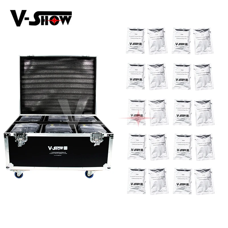 

6pcs With Case And 20 Bags Powder Wedding Firework Equipment 400W Cold Spark Firework Machine Dmx And Remote Control