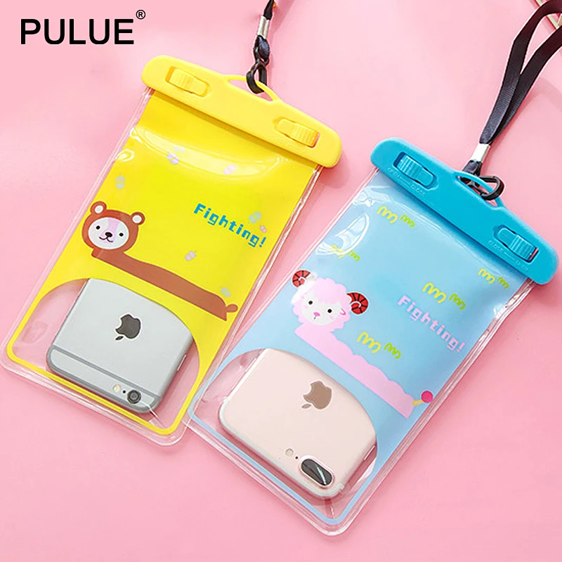 

Cartoon Cell Phones Waterproof Pouch Neck Strap Lanyard Repeatability Portable Underwater Touchable Mobile Phone Transparent Bag