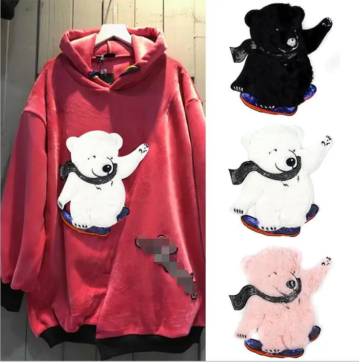

2019 new large embroidered bear cloth stickers wild clothes sweater decoration patch stickers clothing personalized patch
