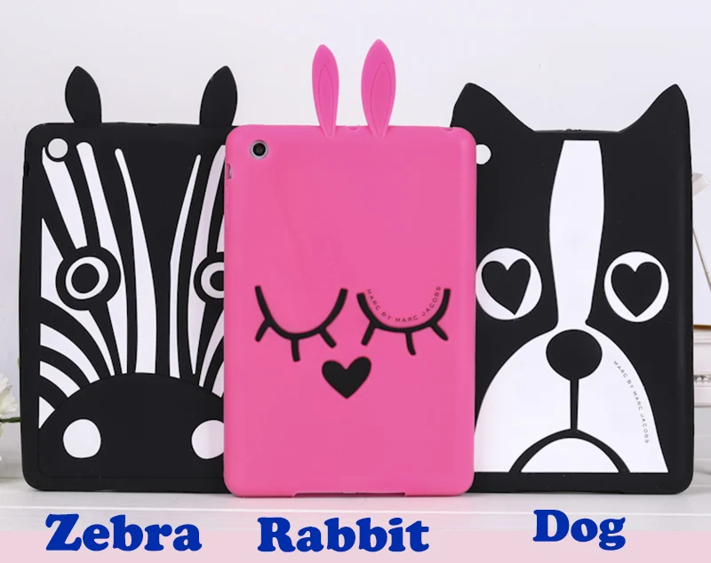 

3D Cartoon Marc Rabbit Ja Bunny Zebra French Bull Dog Design Silicon Cover Case Shell For APPLE iPad 5 air1 Cover Case Promotion