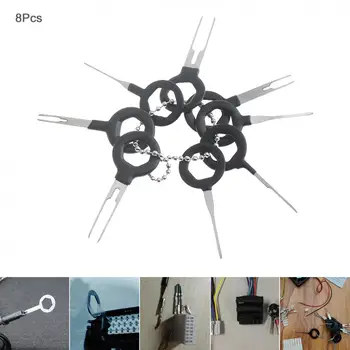 

8PCS Universal Stainless Steel + PVC Car Harness Wiring Crimp Connector Plug Terminal Removal Tool Kits Accessories