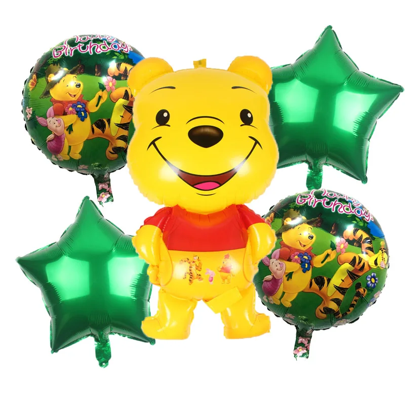 5Pcs Cartoon Winnie Bear Foil Balloons Happy birthday decorations the poohs air balls wedding decoration Children classic toy