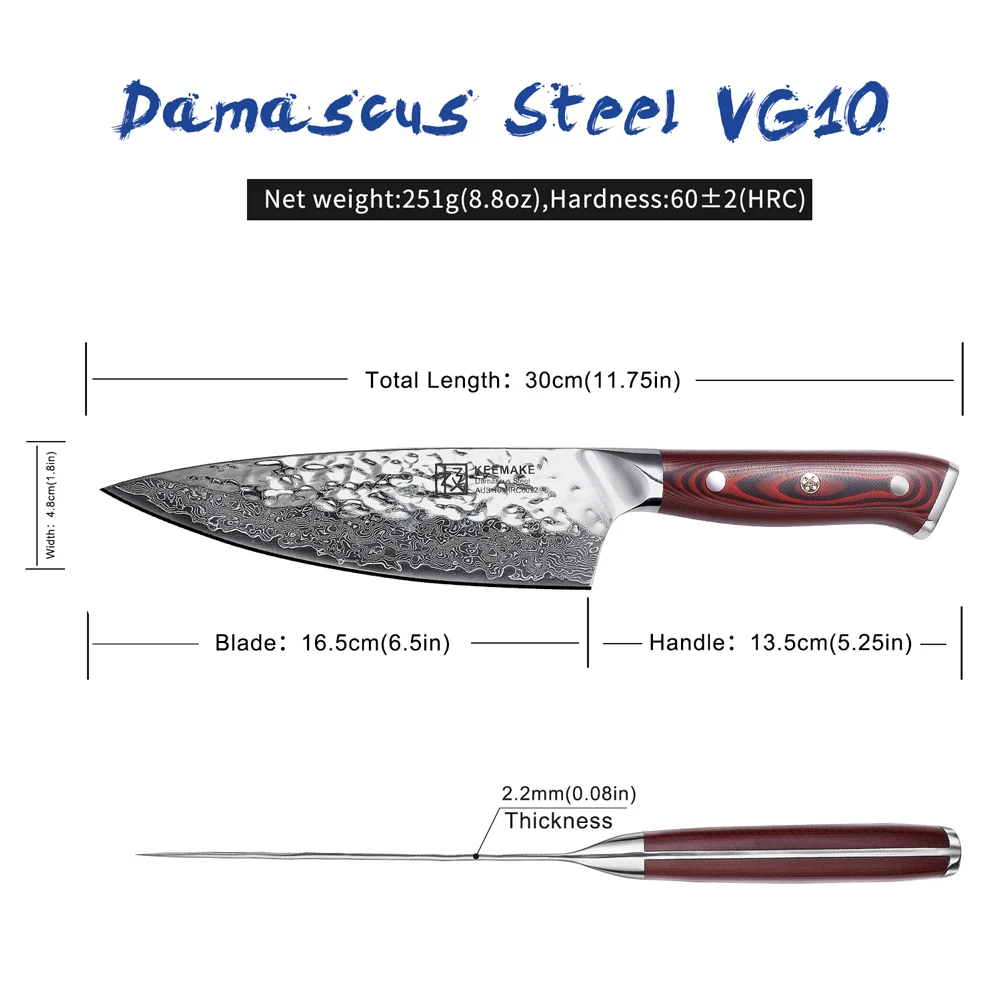 SUNNECKO 6,5 дюймов кухонный нож шеф-повара японский дамасский AUS-10 сталь острое лезвие 60HRC G10 Ручка нарезки мяса инструменты