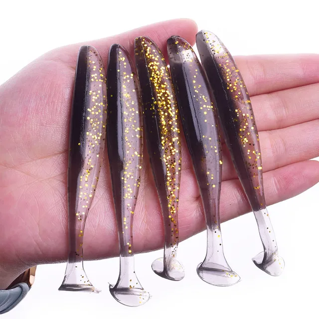 Proleurre Shad Worm Soft Bait 95mm 75mm 50mm T Tail Jigging Wobblers Fishing Lure Tackle Bass Pike Aritificial Silicone Swimbait E