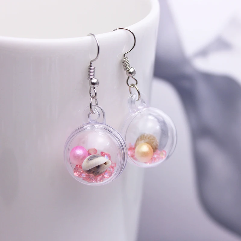 

Shiny Side New Women's Fashion Brand Jewelry Ball Beads Drop Earrings Pearl Crystal Shell Dangle Earrings Free Shipping
