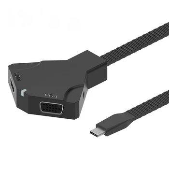 

Type-C Male to HDMI and VGA 1 to 2 Converter Audio and Video Conversion Cable
