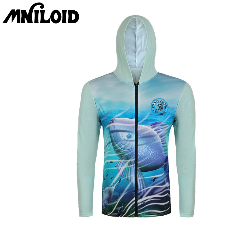 

MNILOID Ultra-Light Hooded Fishing Clothing Long Sleeve M-XXXL Fishing T Shirt Sun Protection Breathable Anti-UV Fishing Shirts