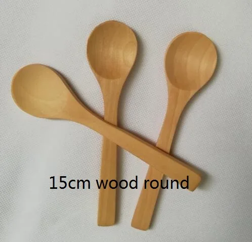 15cm Wooden Round 50 шт деревянные бамбуковые ложки медовые ложки Детские Ложки мини-ложки - Цвет: 15cm Wooden Round
