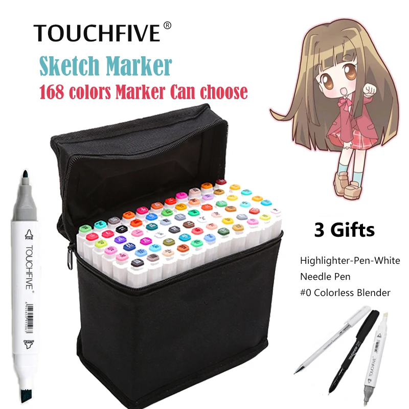 

TouchFIVE Markers 60 Colors Art Marker Pen Alcohol Markers TOUCHNEW Sketch Drawing Pen Drawing Manga Design School Art Supplies