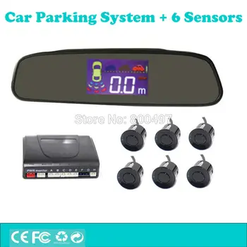 

Car Parking Assistance System with 6 Parking Sensors Rearview Mirror LCD Display Backup Reverse and Front Radar System Alarm Kit