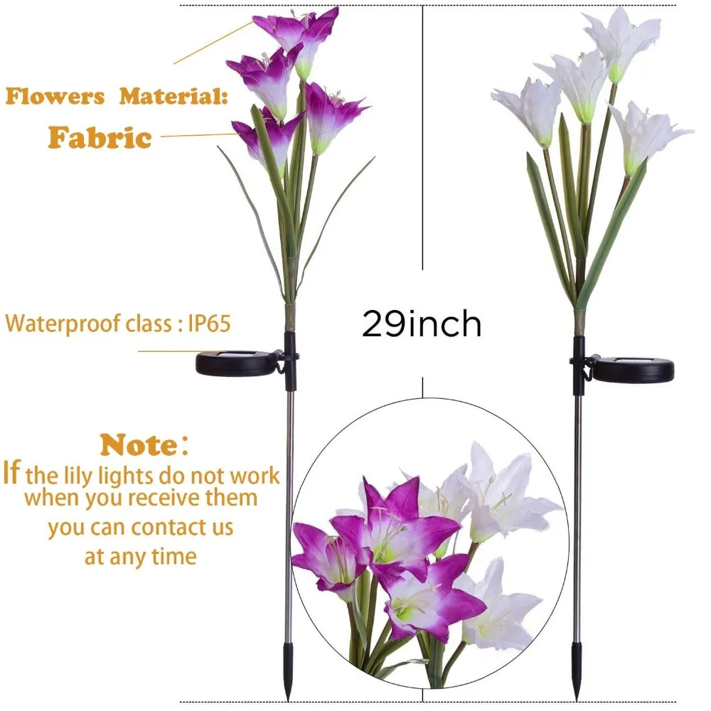Solar ao ar Luzes de Jardim Movidos a Energia Flor de Lírio Multi-mudança da Cor do Diodo Emissor de Luz Luzes da Estaca Solar com 8 Livre Jogo-pacote Luzes Solar 2 6 Cheap Lâmpadas solares