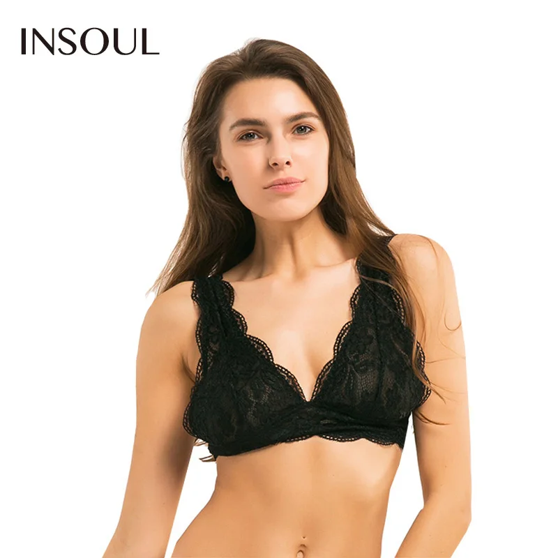 INSOUL 2017 New Fashion Women Black Sexy Push Up Lace Adjustable Straps