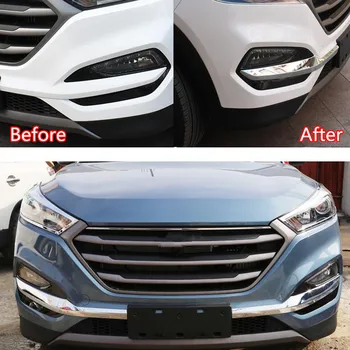 

Chrome Silver ABS Car Front Bumper Down Left/Right Fog light Eyelid Strips Trim Cover Sticker For Hyundai Tucson 15 16 Styling