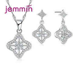 Jemmin классический крест Форма тонкой стерлингового серебра 925 Люкс Свадебный комплект для Для женщин заявление Цепочки и ожерелья Висячие