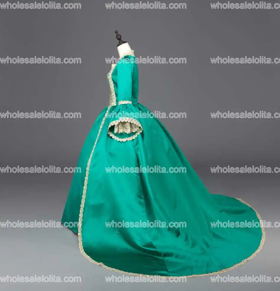 Зеленые платья Marie Antoinette Renaissance бальное платье со шлейфом Театральный Костюм|gown