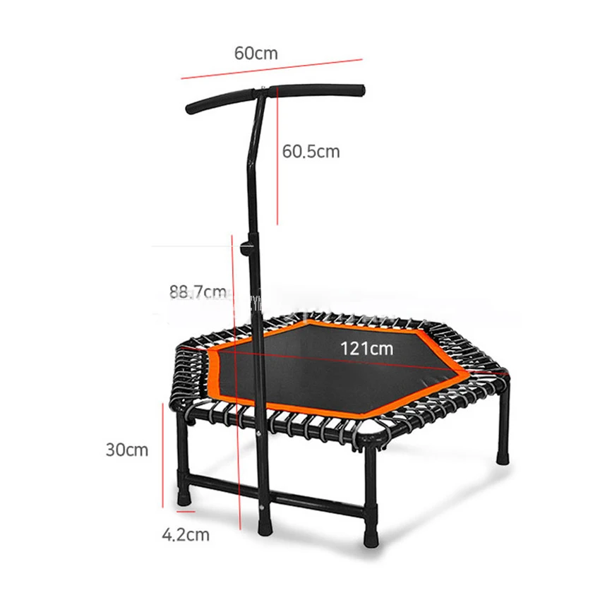 Шестигранная форма 48 дюймов практичный батут для женщин Взрослый батут защитная накладка для прыжков спортивные безопасные с Т-образными поручнями
