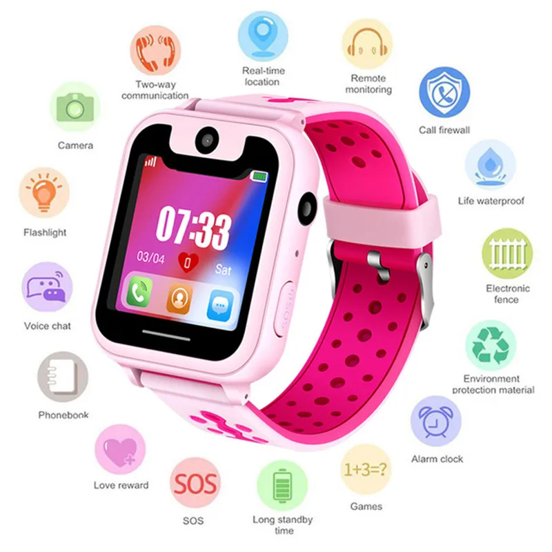 

S6 1.54 inch Touch Screen SOS LPS Location Camera Kids Game Children Smart Watch SOS Emergency Alarm Low-power Alarm