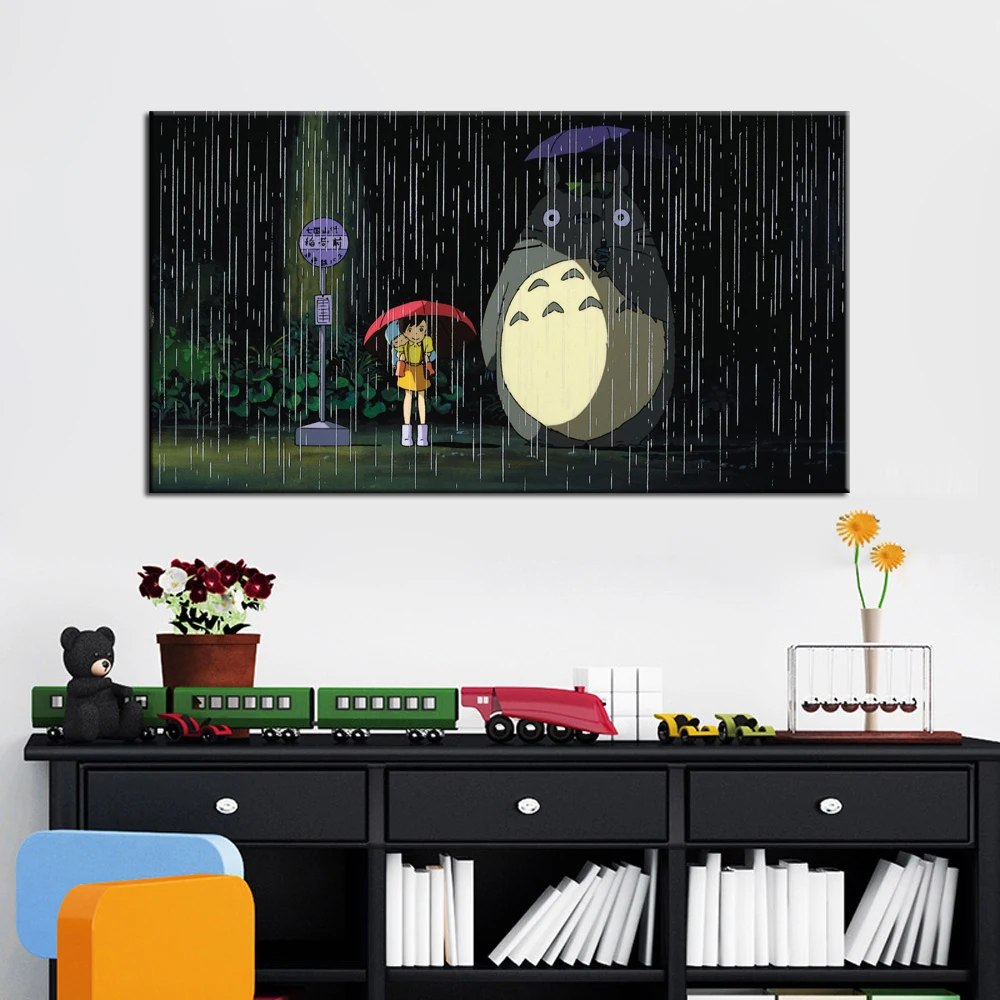 Modern Cartoon Movie Posters and Prints On Canvas Wall Art Painting Miyazaki Hayao Pictures Deocration For Kids Bedroom | Дом и сад