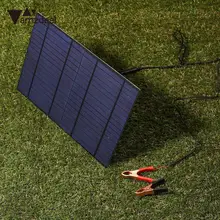 amzdeal New 10W 18V Polysilicon Solar Panels Charger With DC5521 Bus Battery Clip Outdoor Travelling Powerbank DIY Module Cell