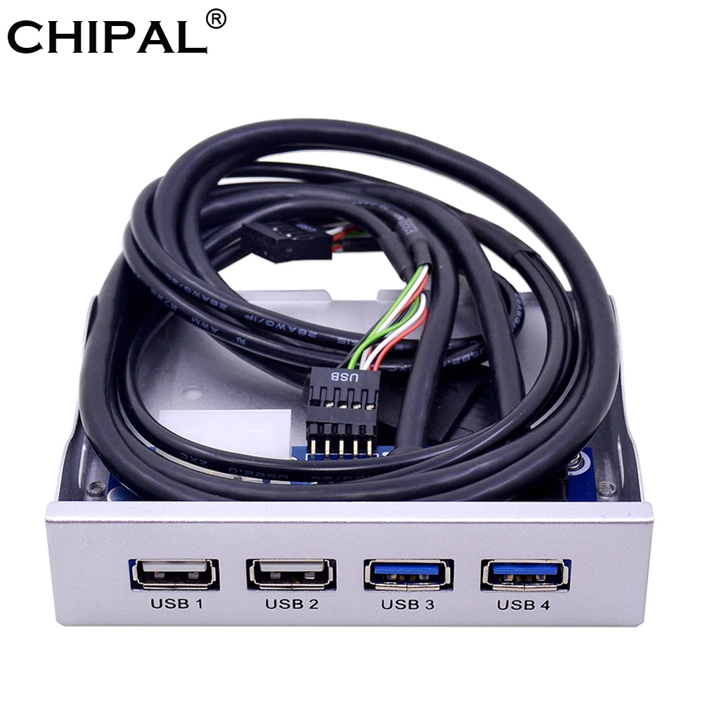 

CHIPAL 5Gbps 4 Ports USB 3.0 Front Panel USB 2.0 Hub 20Pin Splitter Internal Combo Bracket Adapter for Desktop 3.5'' Floppy Bay