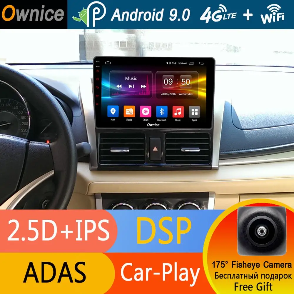 

10.1" IPS Android 9.0 Octa Core Car DVD Player For Toyota Vios Yaris L 2013-2015 4GB RAM+32GB ROM GPS Radio Stereo DSP CarPlay