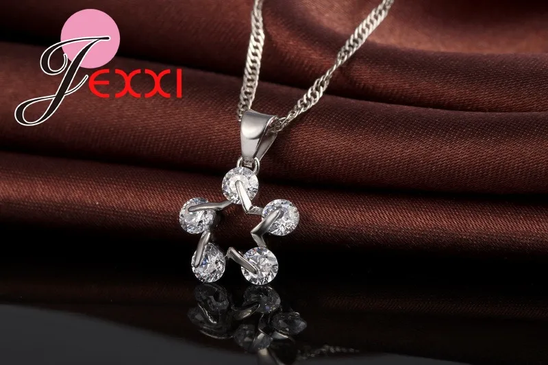 2019 Горячие Для женщин Jewelry 925 пробы серебро Очаровательный Кубического циркония ожерелье с фианитами и обруч серьги для Юбилей подарок