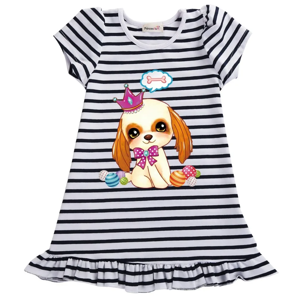 

Black And White Stripes Girls Dress 2019 New Summer Girls Clothes Applique Princess Dress Children Clothes Baby Girls Dress 2-7Y