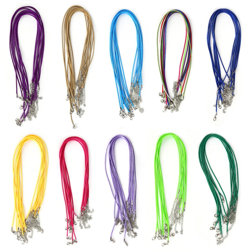 

5 PCS/lot 2mm Diameter Waxed Thread Polyester Cord String With Lobster Clasp DIY Jewelry Findings String Cord Necklace