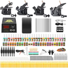 Solong Tattoo 2018 Professional Tattoo Complete Kits Sets 4 Guns Coil Machine for Liner and Shader 54 Inks Power Supply TK457