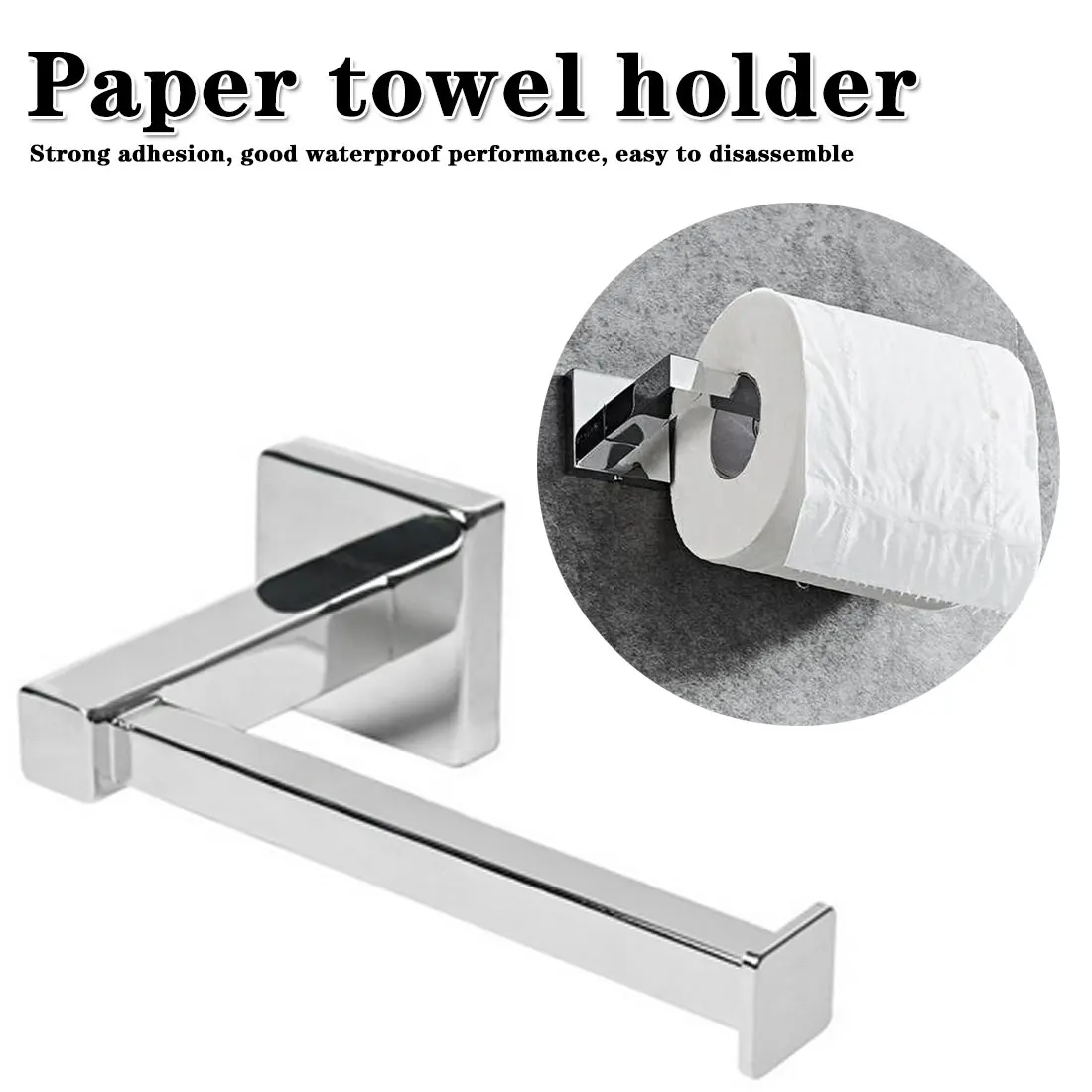 

Toilet Kitchen Roll Paper Holder Stainless Steel Repeatedly Washable Stick Hooks Rack Bathroom Storage Accessories
