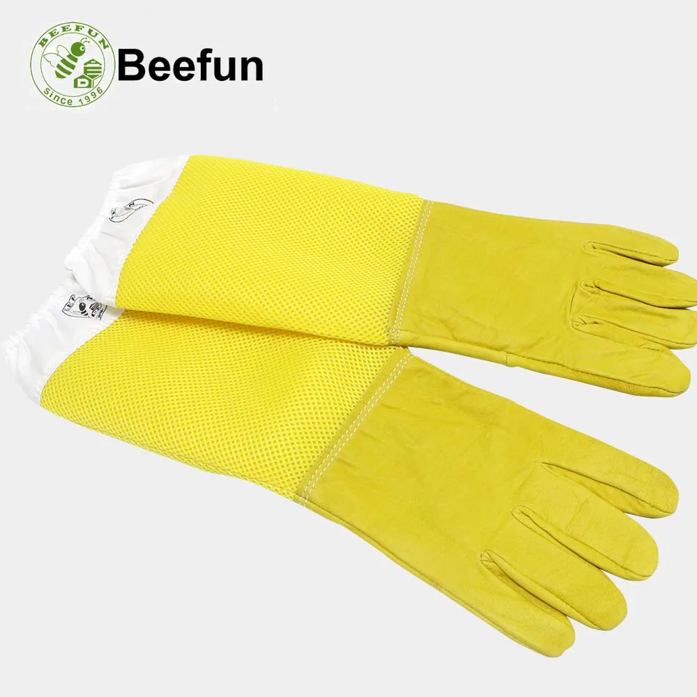 Beefun очень большие перчатки для пчеловодства козья кожа и толстые вентилируемые пчелиные ульи оборудование для фермы Новые перчатки с длинным рукавом мы продаем вырезать мед